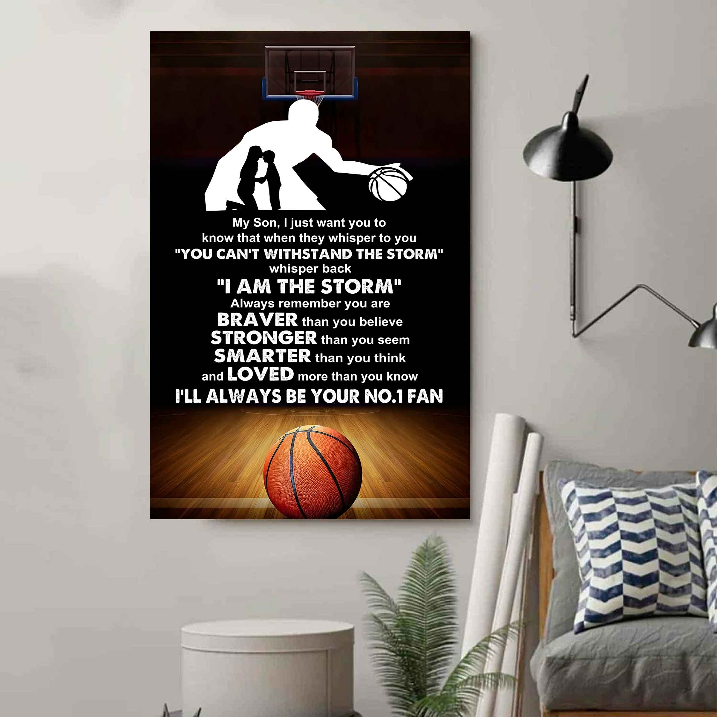 Sport Poster Canvas Mom To Son - Whisper Back I Am The Storm I Will Always Your No 1 Fan