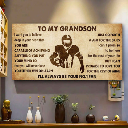 Personalized Sport Poster Canvas I'll Be Your No 1 Fan Grandpa To Grandson - You Will Never Lose You Either Win Or Learn