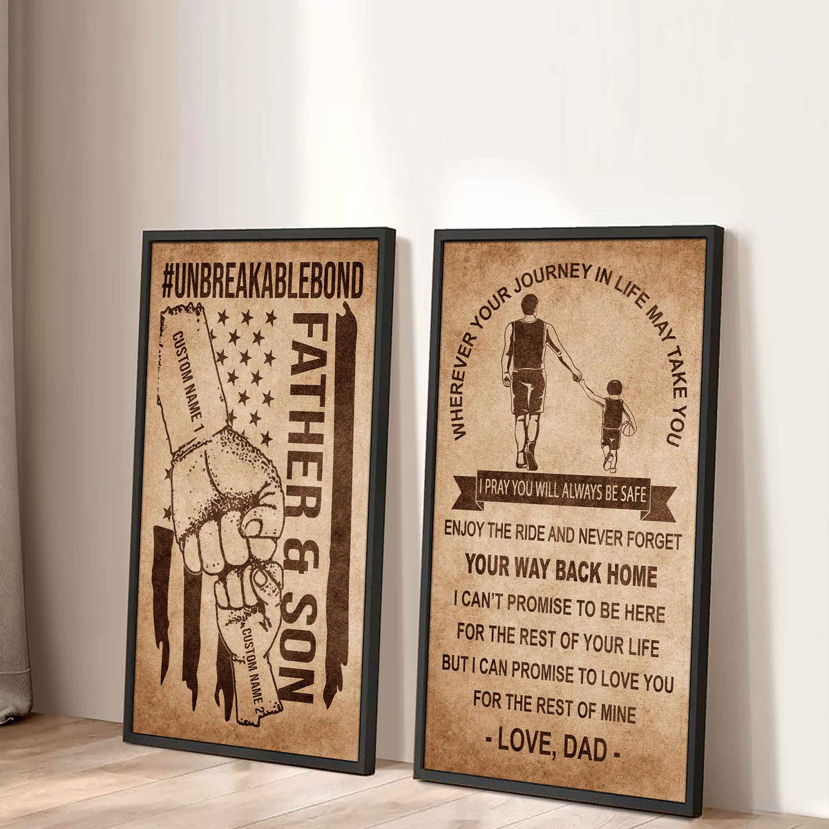 Father And Son Canvas Set To My Son Enjoy The Ride Never Forget Your Way Back Home