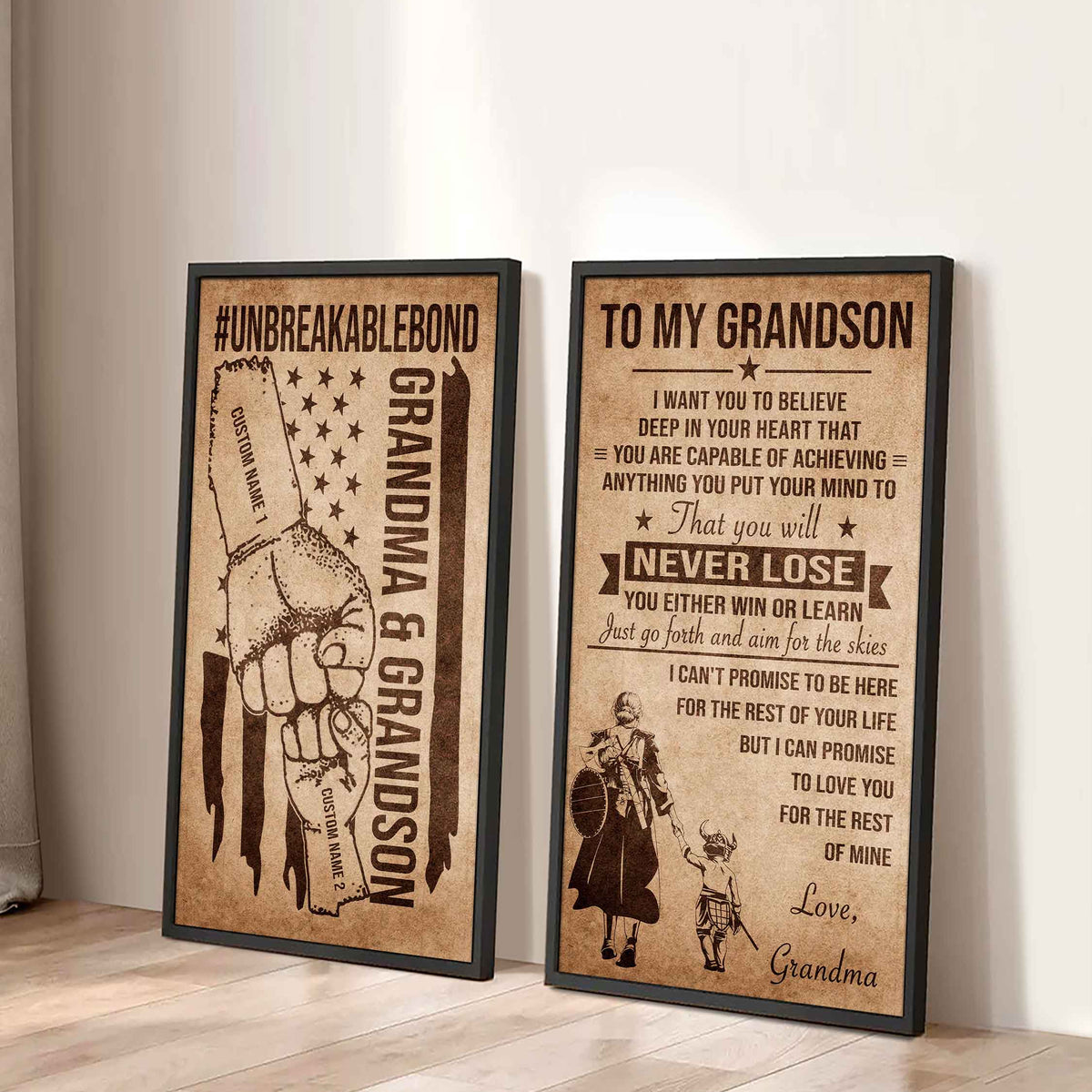 Unbreakable Bond Canvas Set Grandma And Grandson You Will Never Lose You Either Win Or Learn