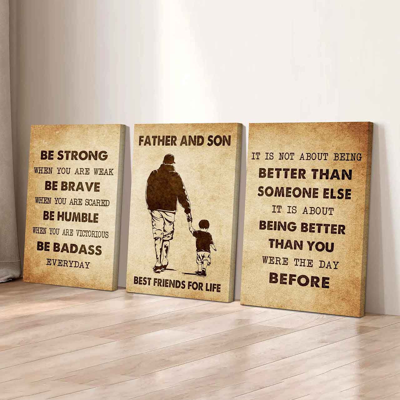 Combo 3 Biker Poster Canvas Be Strong When You Are Weak - It's Not About Being Better Than Someone Else It's About Being Better Than You Were The Day Before