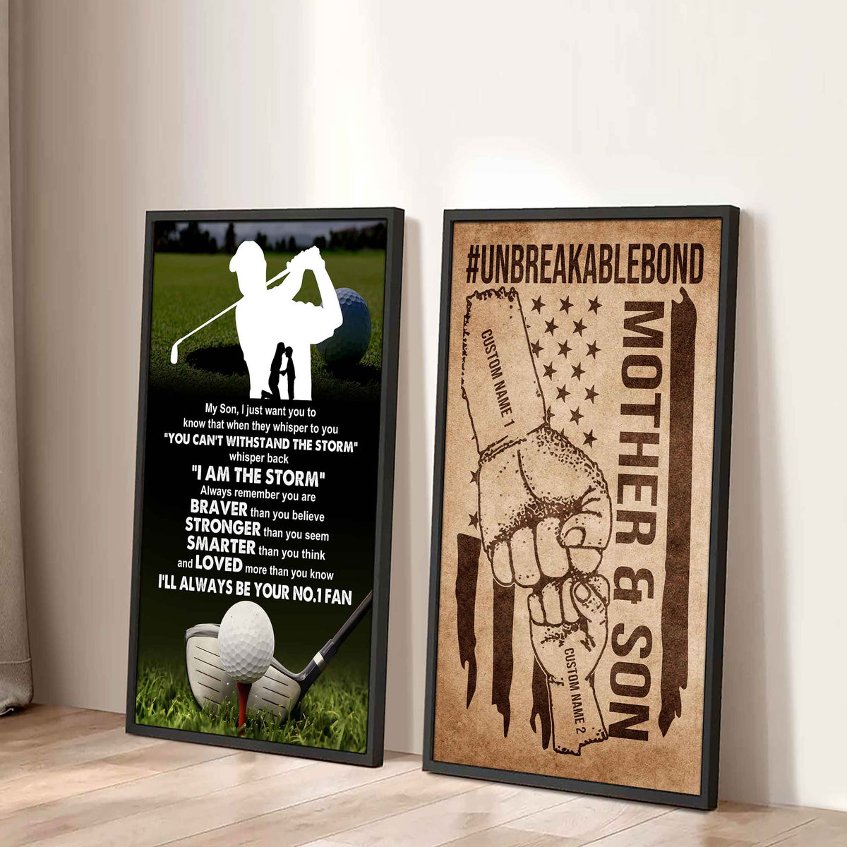 Unbreakable Bond Sport Canvas Set From Mom To Son Whisper Back I'm The Storm You Are Braver Than You Believe