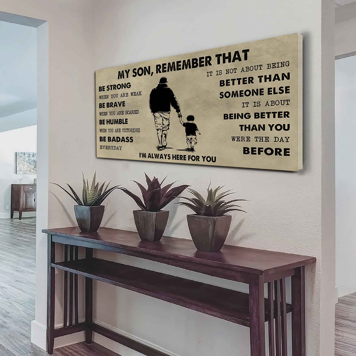 Personalized Sport Poster Canvas - My Son Remember That Be Strong When You Are Weak Be Badass Everyday