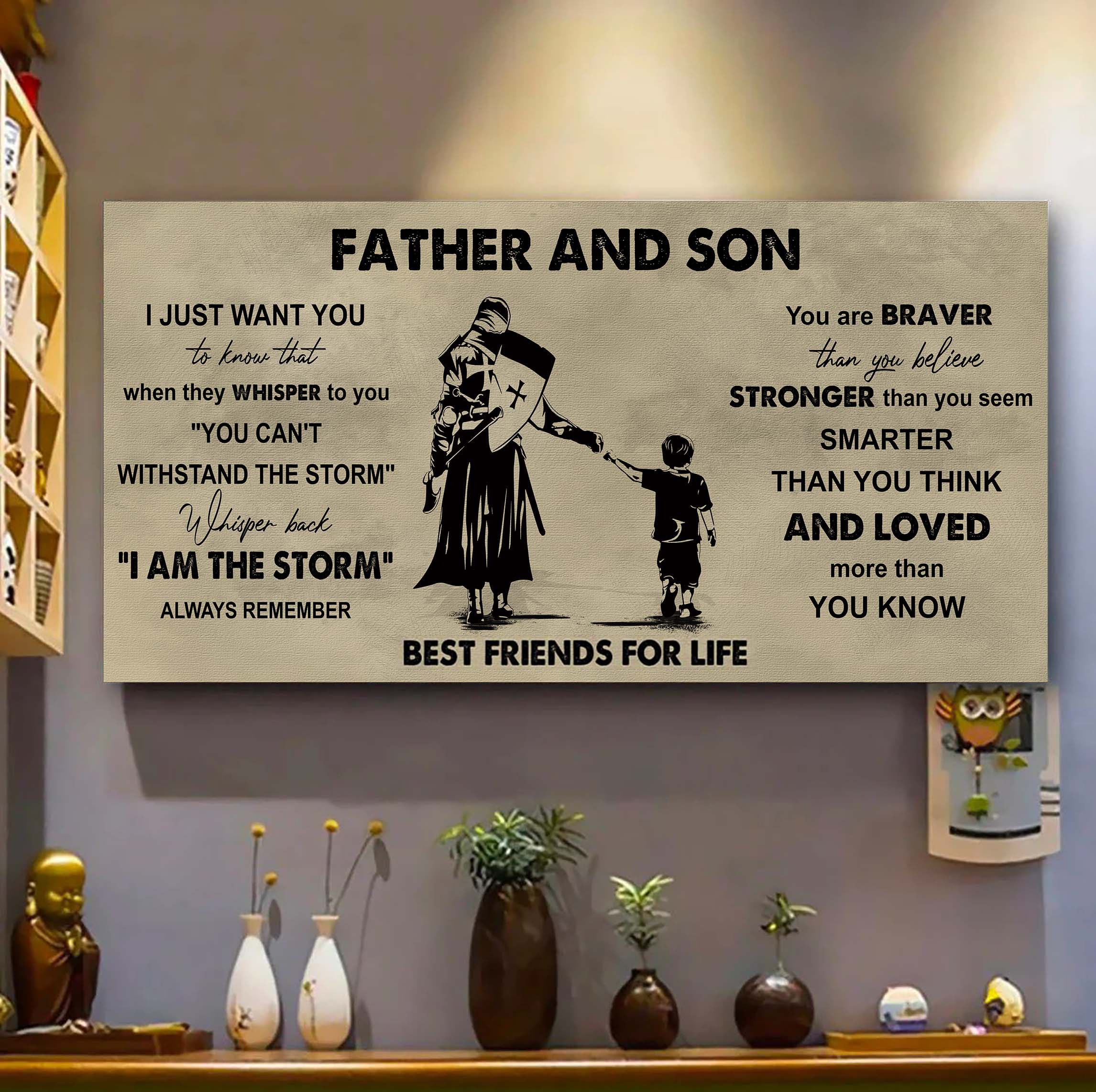 DRB Father And Son Best Friends For Life - I Am The Storm Poster Canvas Gift For Son From Father-Photo Upload