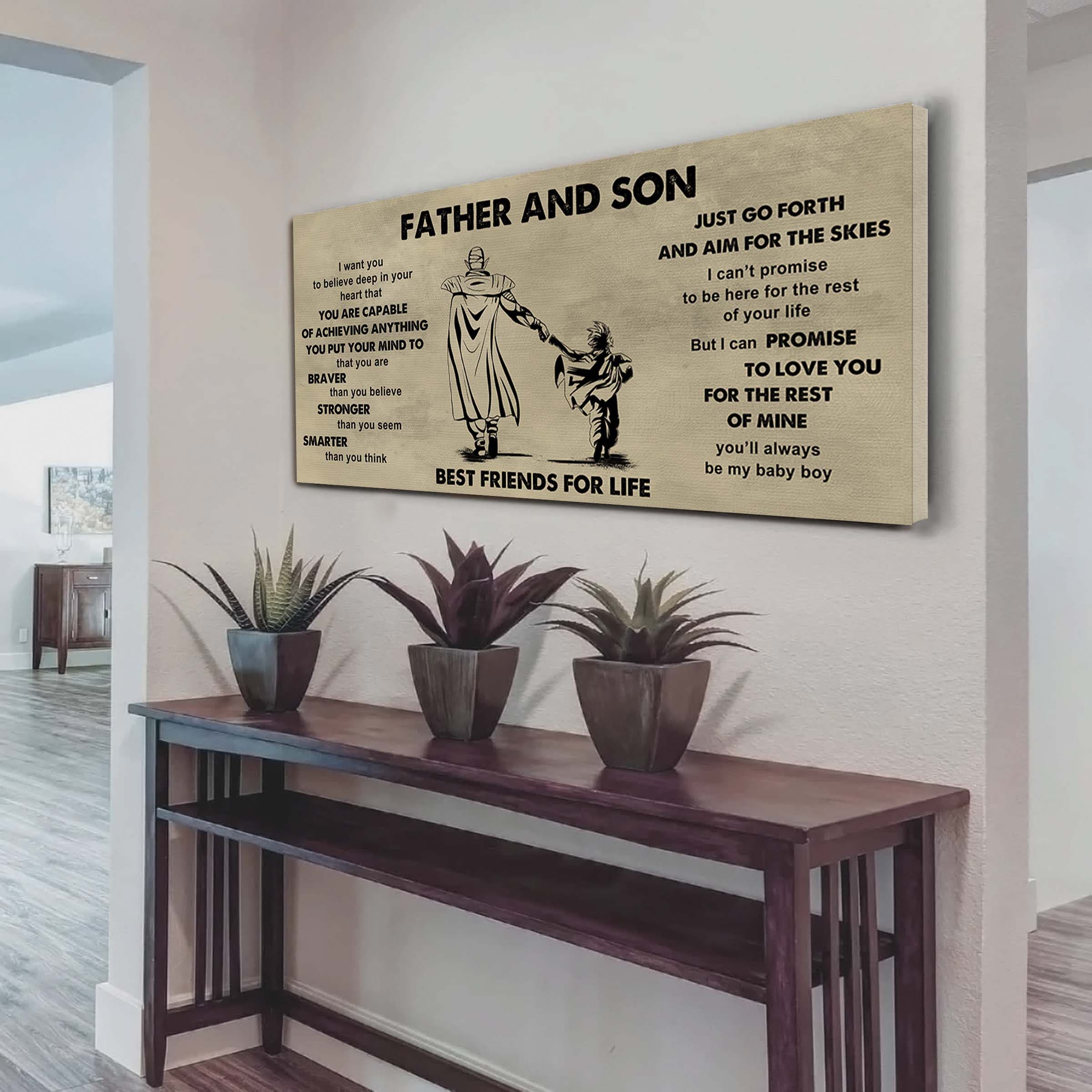 Family photo upload Father And Son Best Friends For Life  - That You Are Braver Than You Believe Poster Canvas Gift For Son From Father