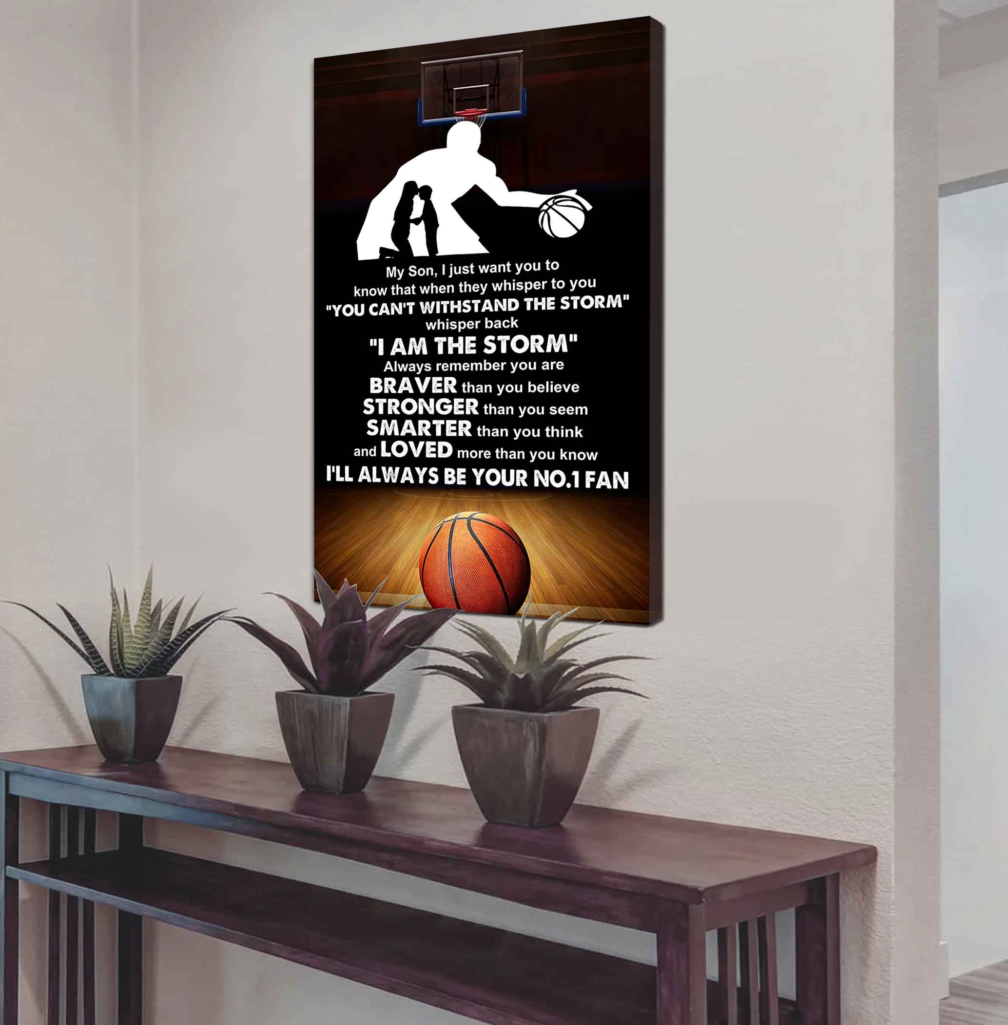 Sport Poster Canvas Mom To Son - Whisper Back I Am The Storm I Will Always Your No 1 Fan