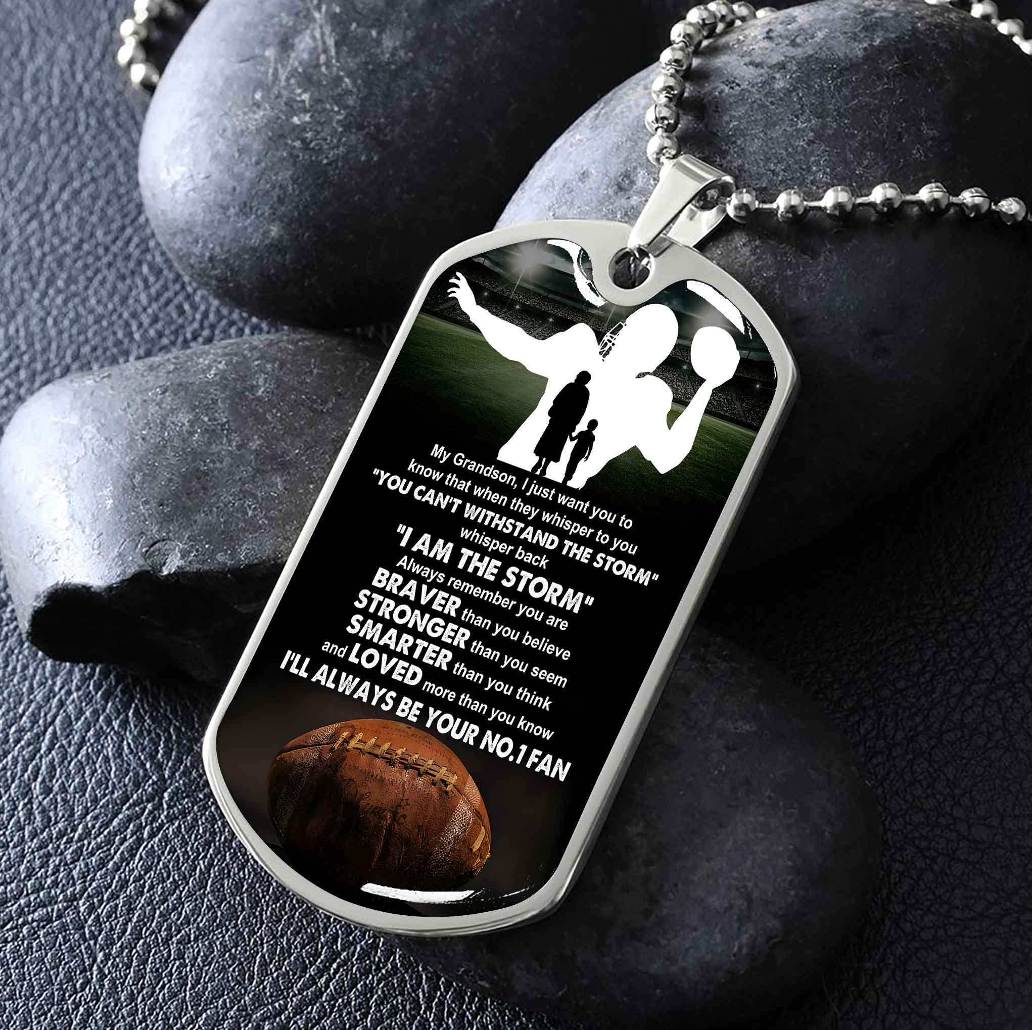 Sport Military Chain 18K Gold Plated Silver Plated To My Grandson From Grandma Motivation Message I Will Always Be Your No 1 Fan
