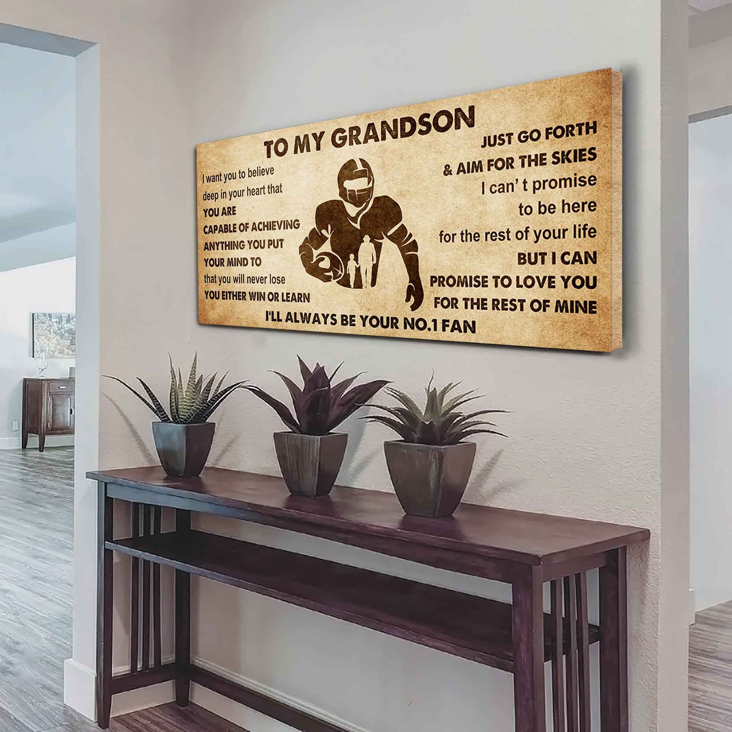 Personalized Sport Poster Canvas I'll Be Your No 1 Fan Grandpa To Grandson - You Will Never Lose You Either Win Or Learn