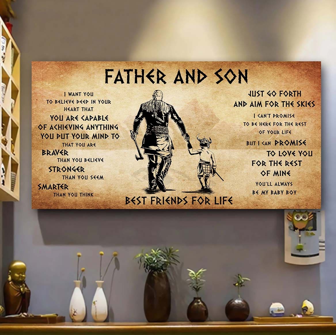 Vikings Father And Son Best Friends For Life  - That You Are Braver Than You Believe Poster Canvas Gift For Son From Father