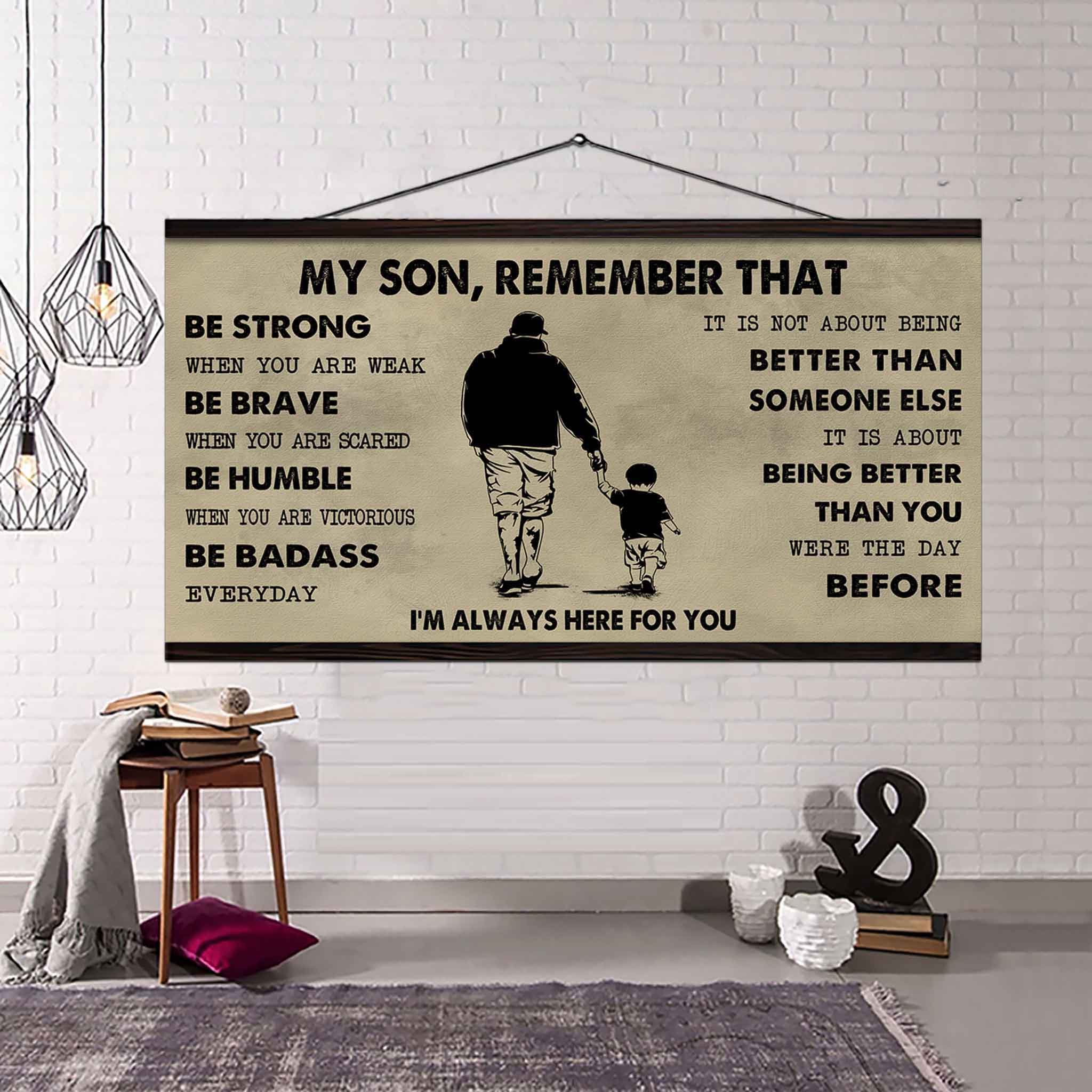 Personalized Sport Poster Canvas - My Son Remember That Be Strong When You Are Weak Be Badass Everyday
