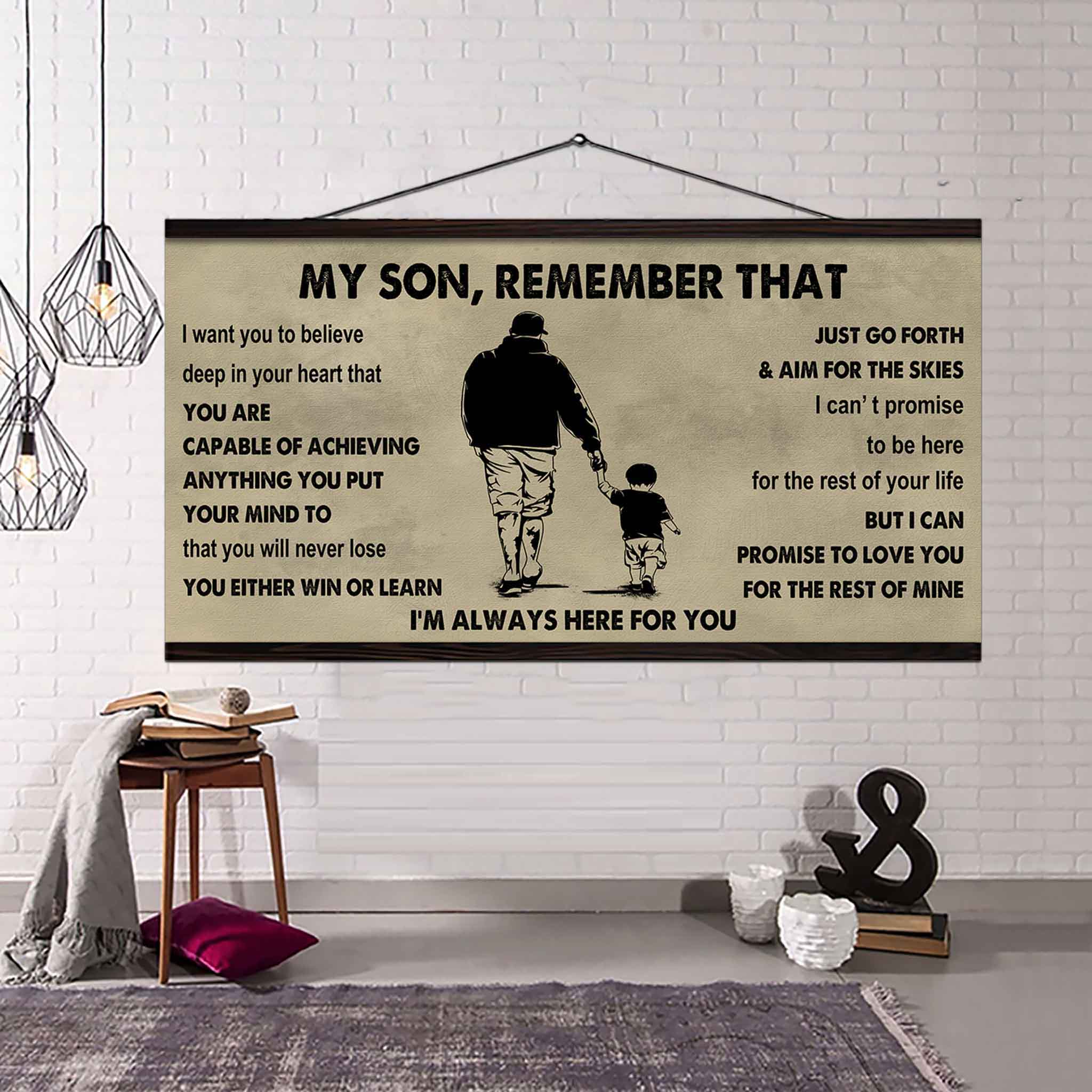 Personalized Sport Poster Canvas -  My Son Remember That You Will Never Lose You Either Win Or Learn