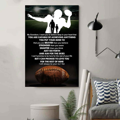 Baseball Poster Canvas Grandpa To Grandson - That You Are Braver Than You Believe You Are Capable Of I Will Always Your No 1 Fan