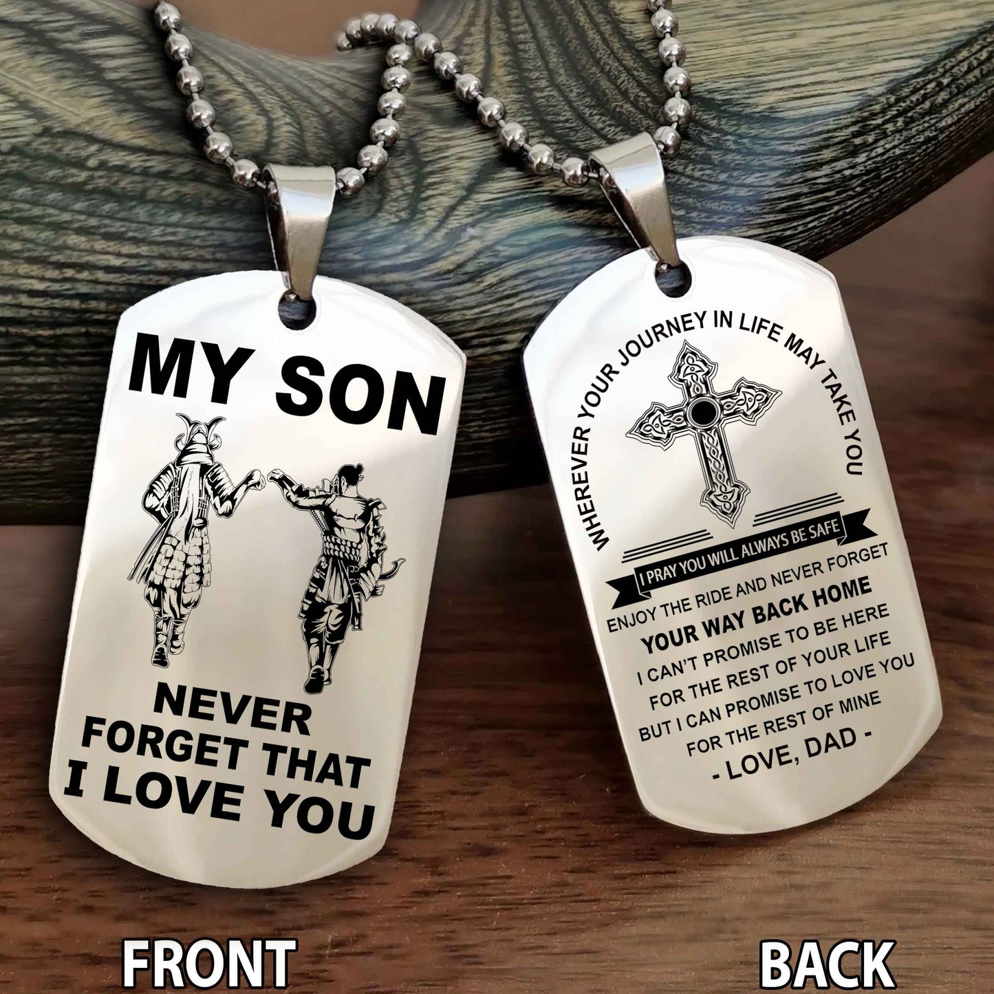 Special Version Double Side Dog Tag My Son Never Forget Your Way Back Home Cross Gift For You Son
