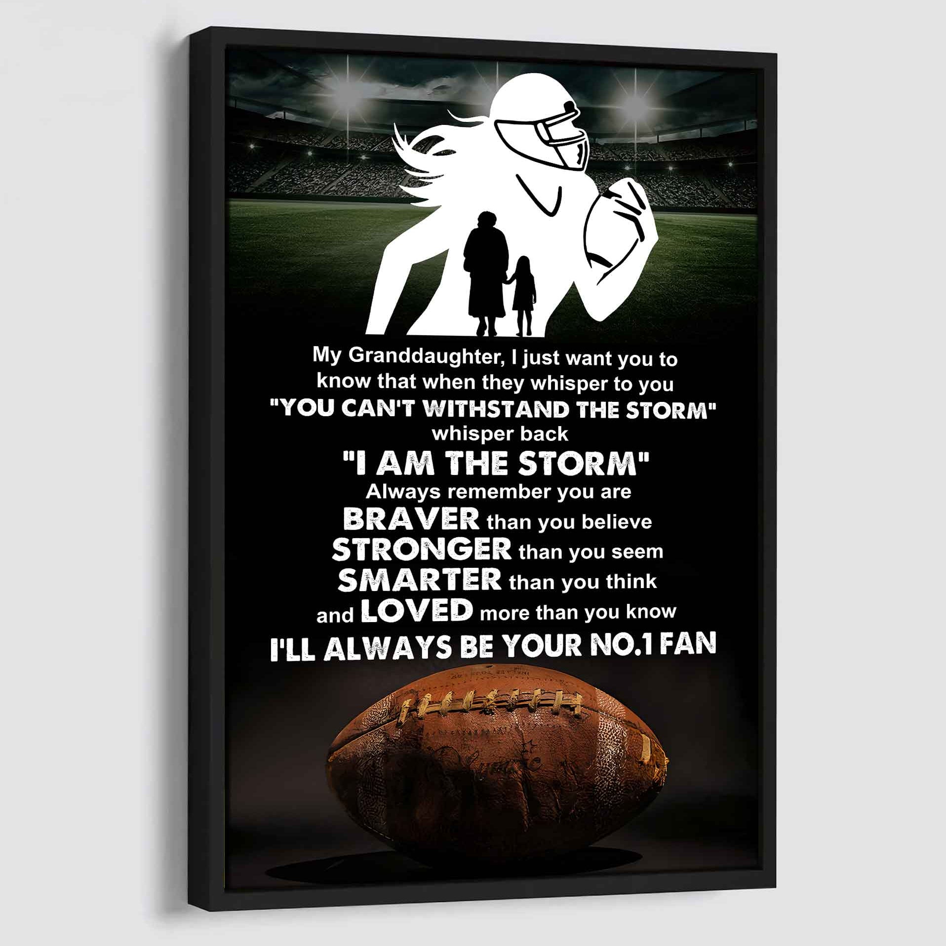 Baketball Poster Canvas Grandma To Granddaughter - Whisper Back I Am The Storm I Will Always Your No 1 Fan