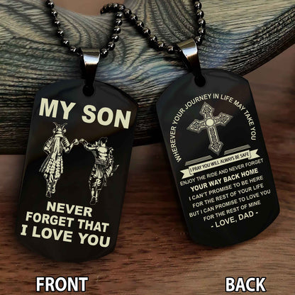 Special Version Double Side Dog Tag My Son Never Forget Your Way Back Home Cross Gift For You Son
