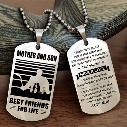 Sport Personalized Double Sided Dog Tag Father And Son Best Friend For Life - You Will Never Lose You Either Win Or Learn