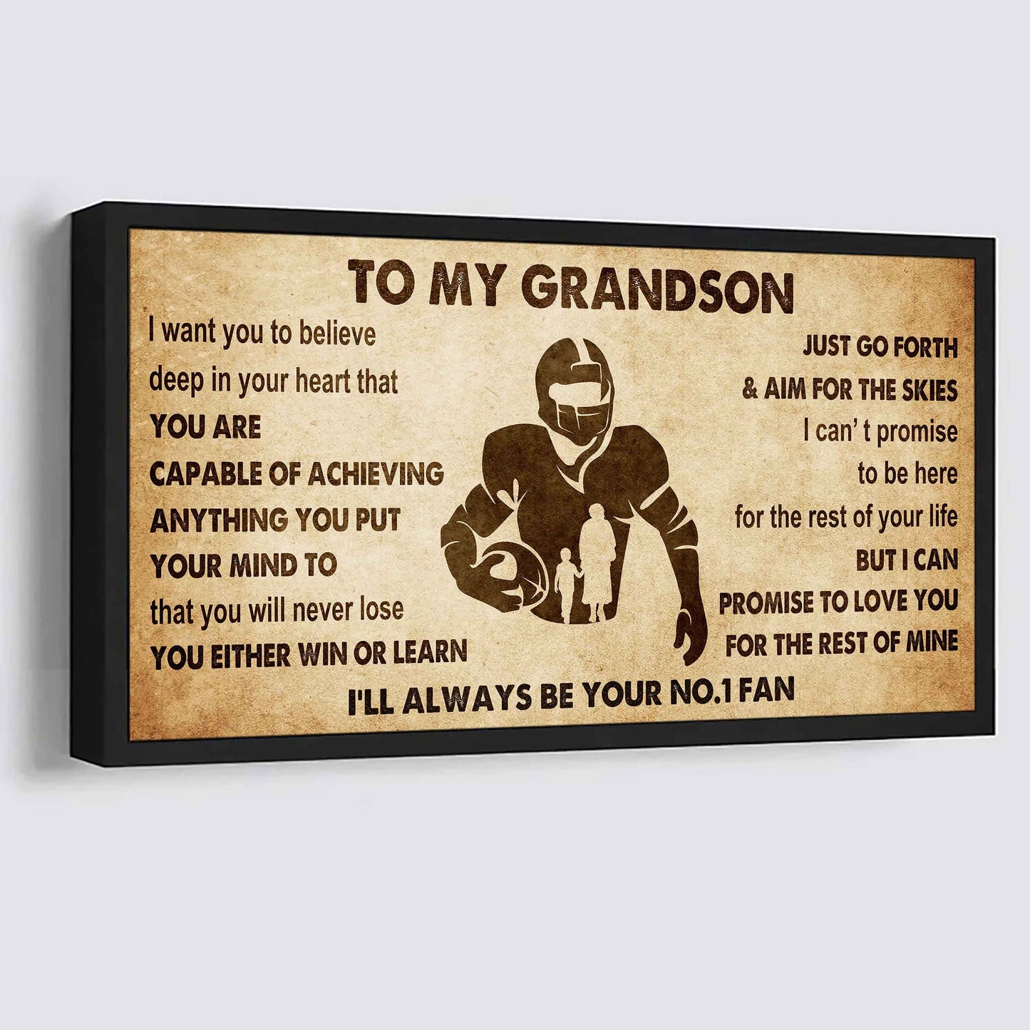 Personalized Sport Baseball Poster Canvas I'll Be Your No 1 Fan Grandma To Grandson - You Will Never Lose You Either Win Or Learn