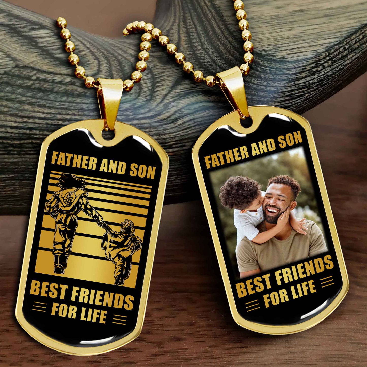 GK_GH Military Chain Silver Plated 18K Gold Plated Father And Son Best Friend For Life Gift For Your Son