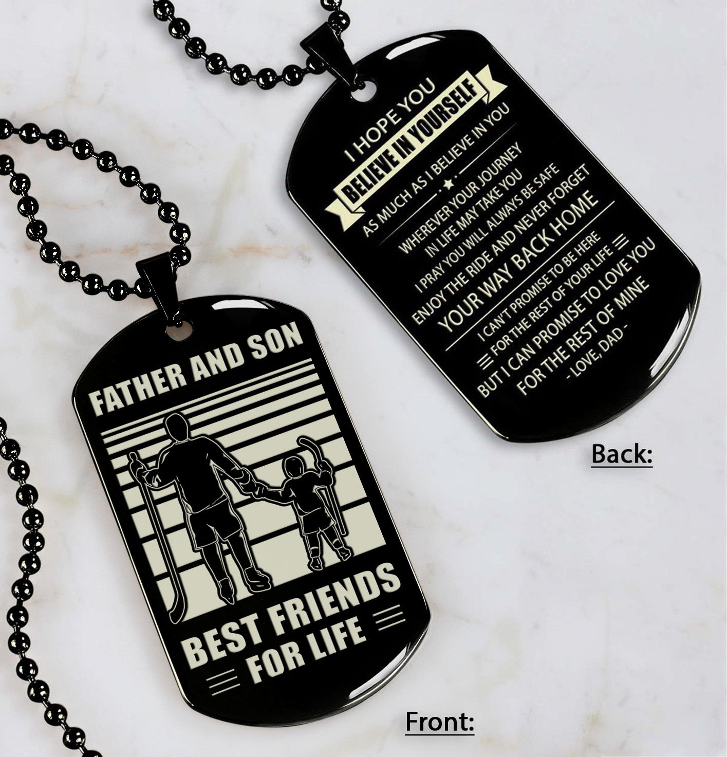Basketball STO Personalized Double Sided Dog Tag Father And Son Best Friends For Life - Message on the back side
