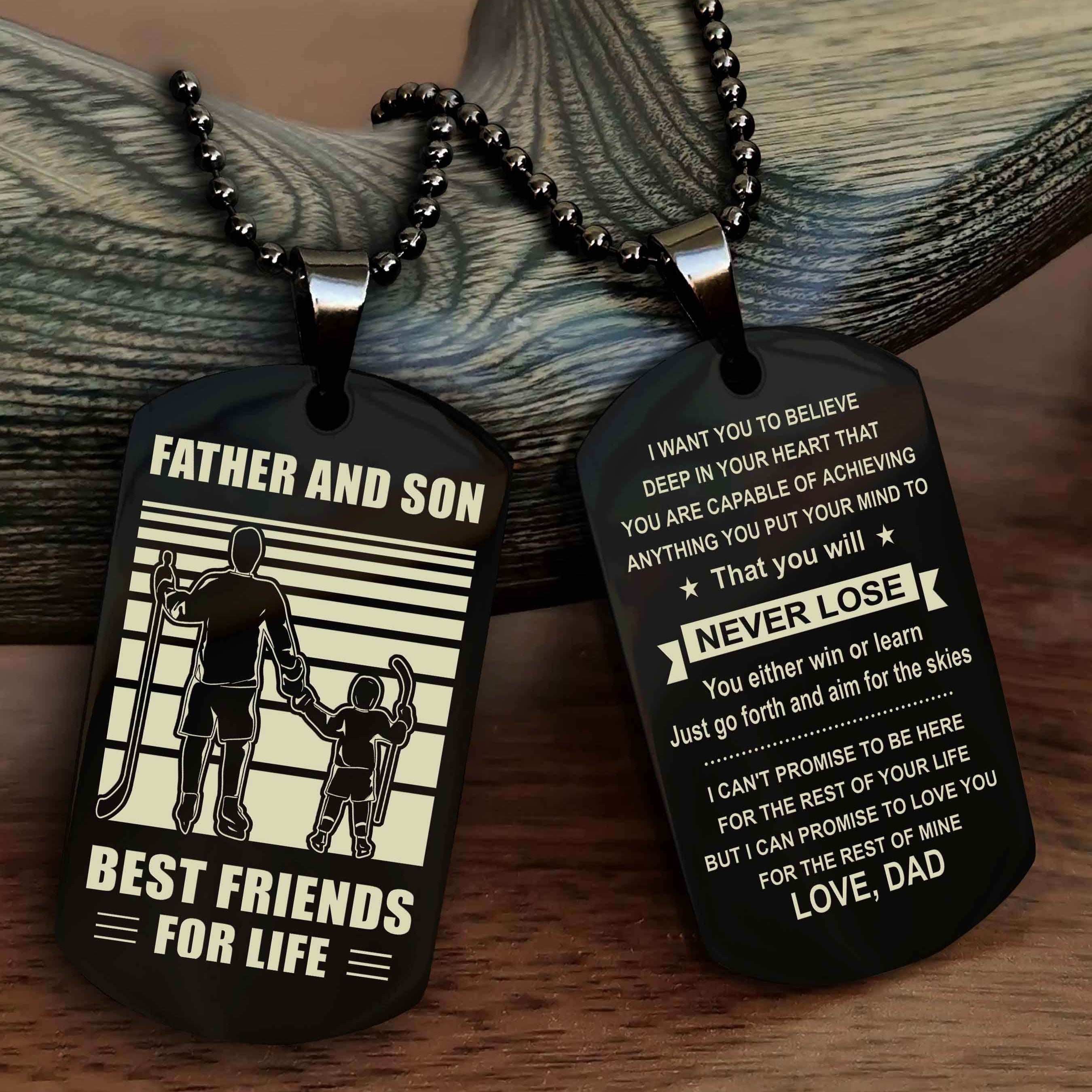 Cowboy Personalized Double Sided Dog Tag To My Son I Love You - You Will Never Lose You Either Win Or Learn From Dad To Son