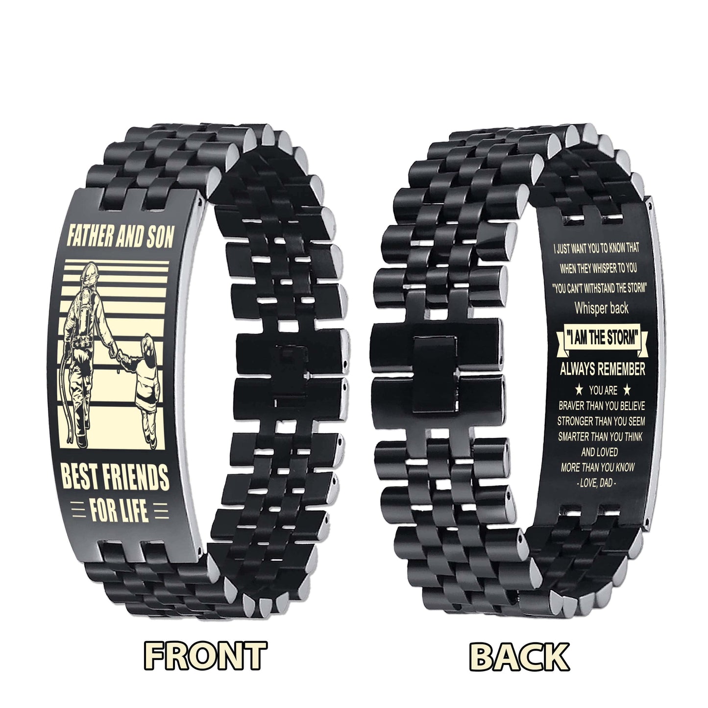 Viking NVL Personalized Double Sided Bracelet Father And Son Best Friends For Life - Message on the back side