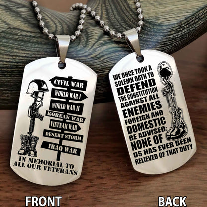 Soldier Personalized Double Sided Dog Tag For Brother (Copy)