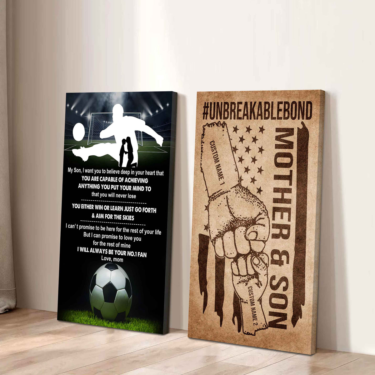 Unbreakable Bond Sport Canvas Set From Mom To Son You Will Never Lose You Either Win Or Learn