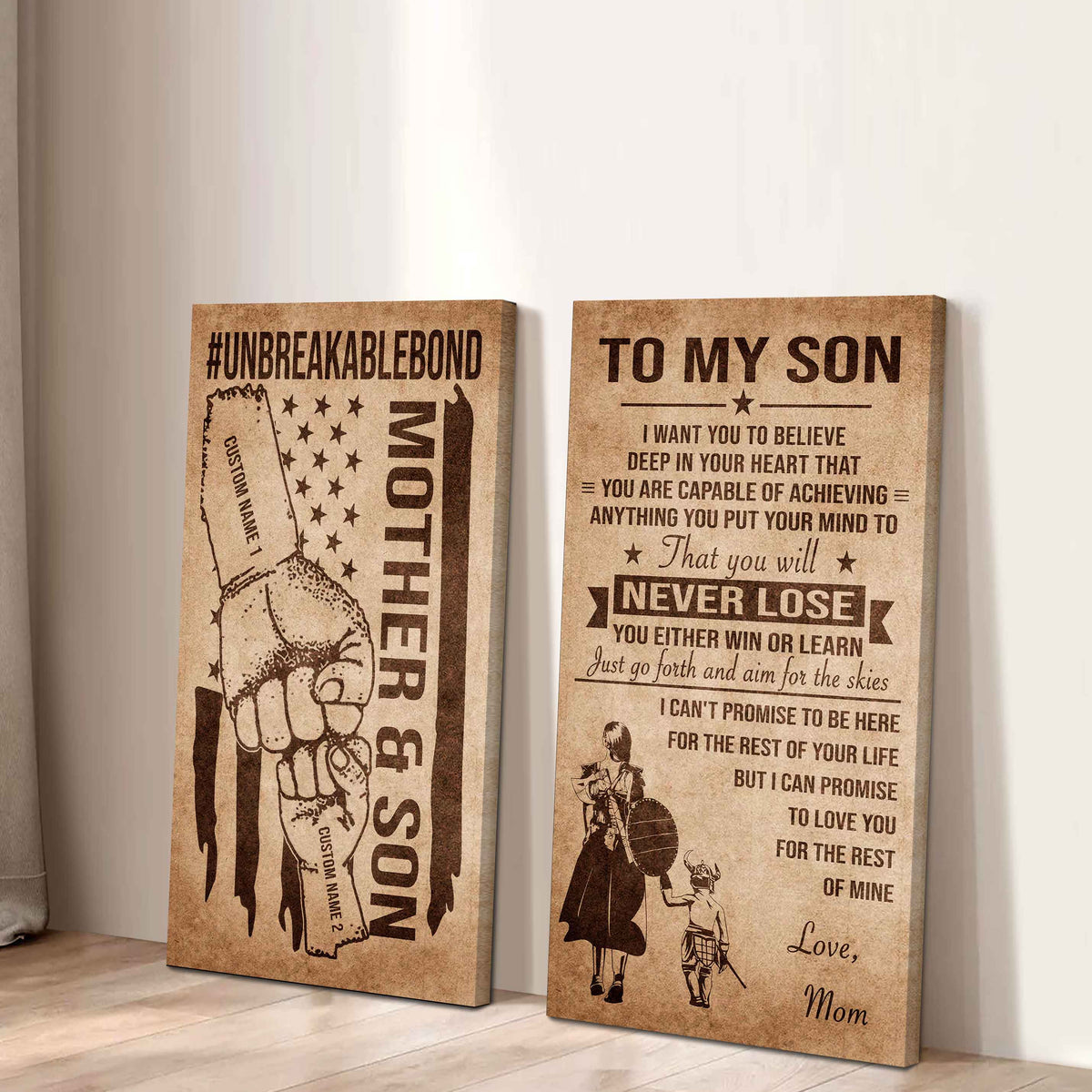 Unbreakable Bond Canvas Set Mother And Son You Will Never Lose You Either Win Or Learn