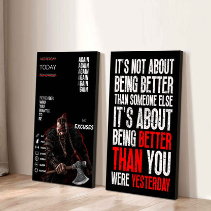 It's About Being Better Than You Were The Day Before Canvas Set Ready To Hang Gift For Your Son Your Friend