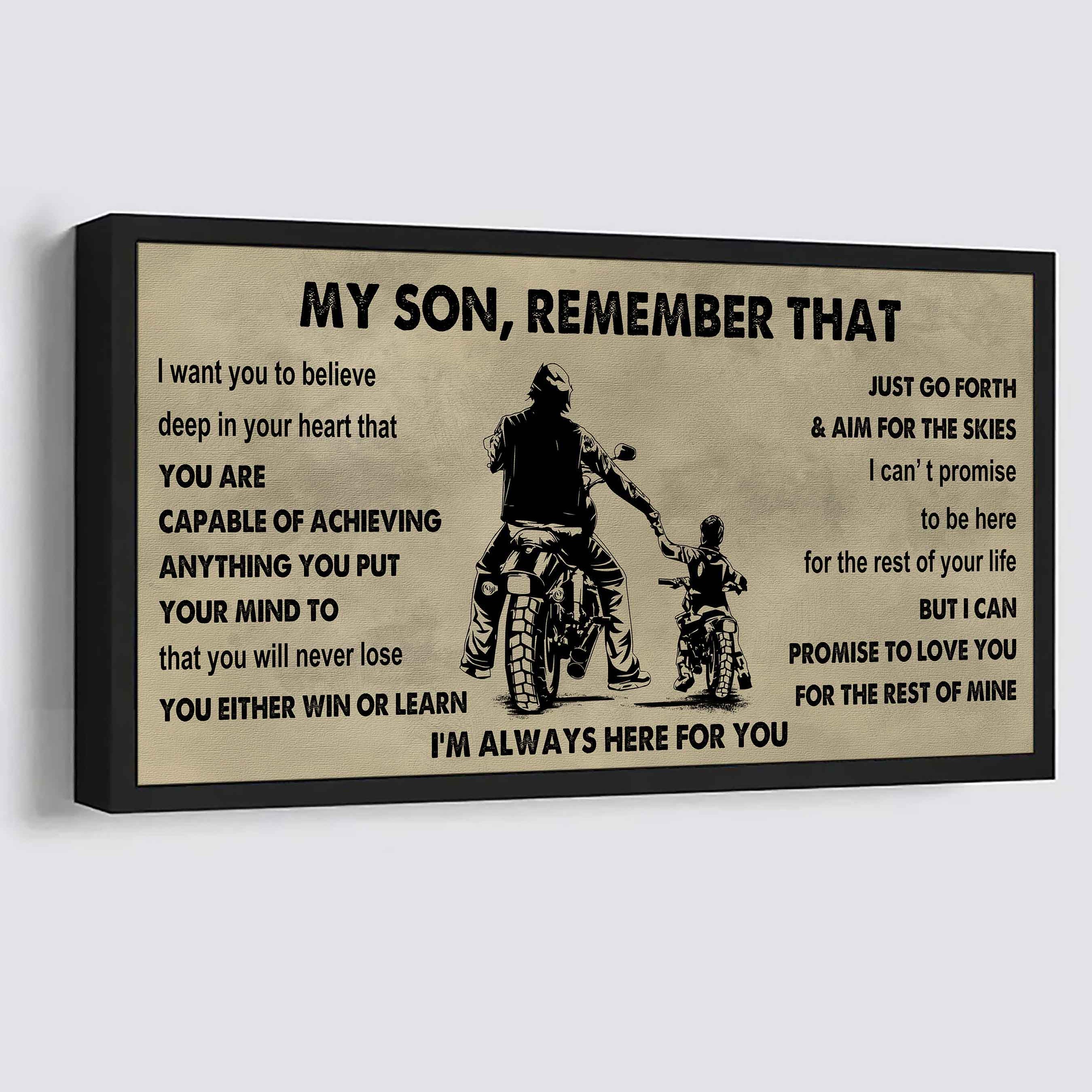Personalized Sport Poster Canvas -  My Son Remember That You Will Never Lose You Either Win Or Learn