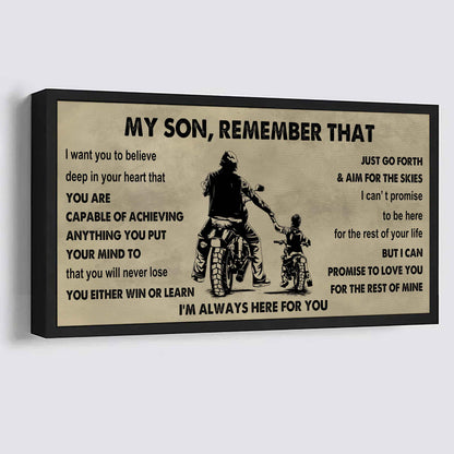 Personalized Sport Poster Canvas -  My Son Remember That You Will Never Lose You Either Win Or Learn