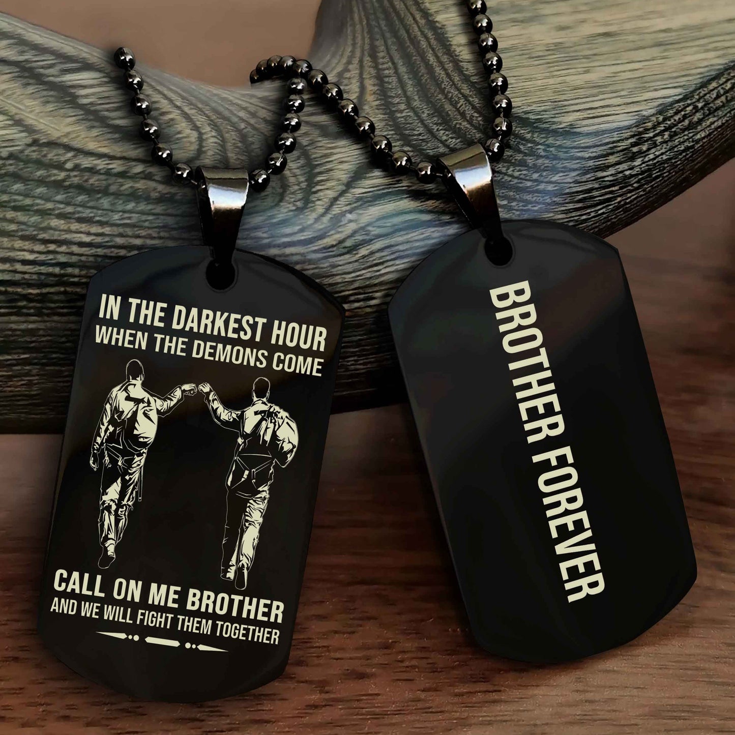 Knight Templar Customizable engraved black dog tag double sided gift from brother, brother forevers