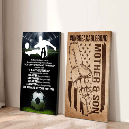 Unbreakable Bond Sport Canvas Set From Mom To Son Whisper Back I'm The Storm You Are Braver Than You Believe