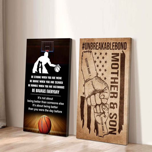 Unbreakable Bond Canvas Set From Mom To Son Be Badass Everyday It's About Being Better Than You Were The Day Before