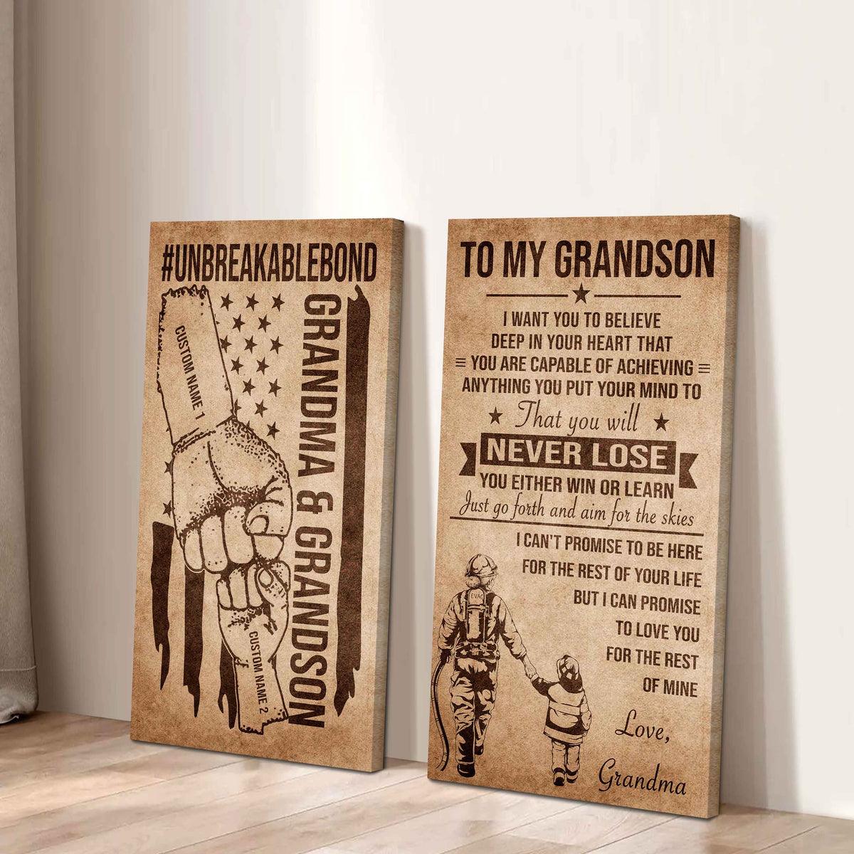 Unbreakable Bond Canvas Set Grandma And Grandson You Will Never Lose You Either Win Or Learn