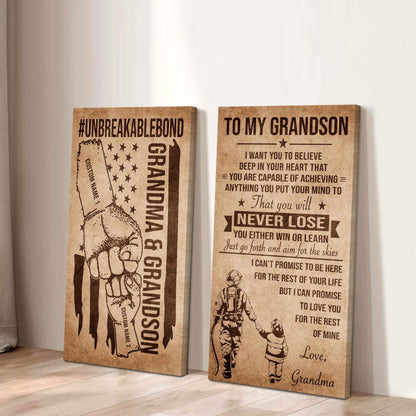Unbreakable Bond Canvas Set Grandma And Grandson You Will Never Lose You Either Win Or Learn