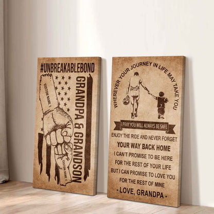 Unbreakable Bond Canvas Set Grandpa And Grandson Never Forget Your Way Back Home I Love You For The Rest Of Mine