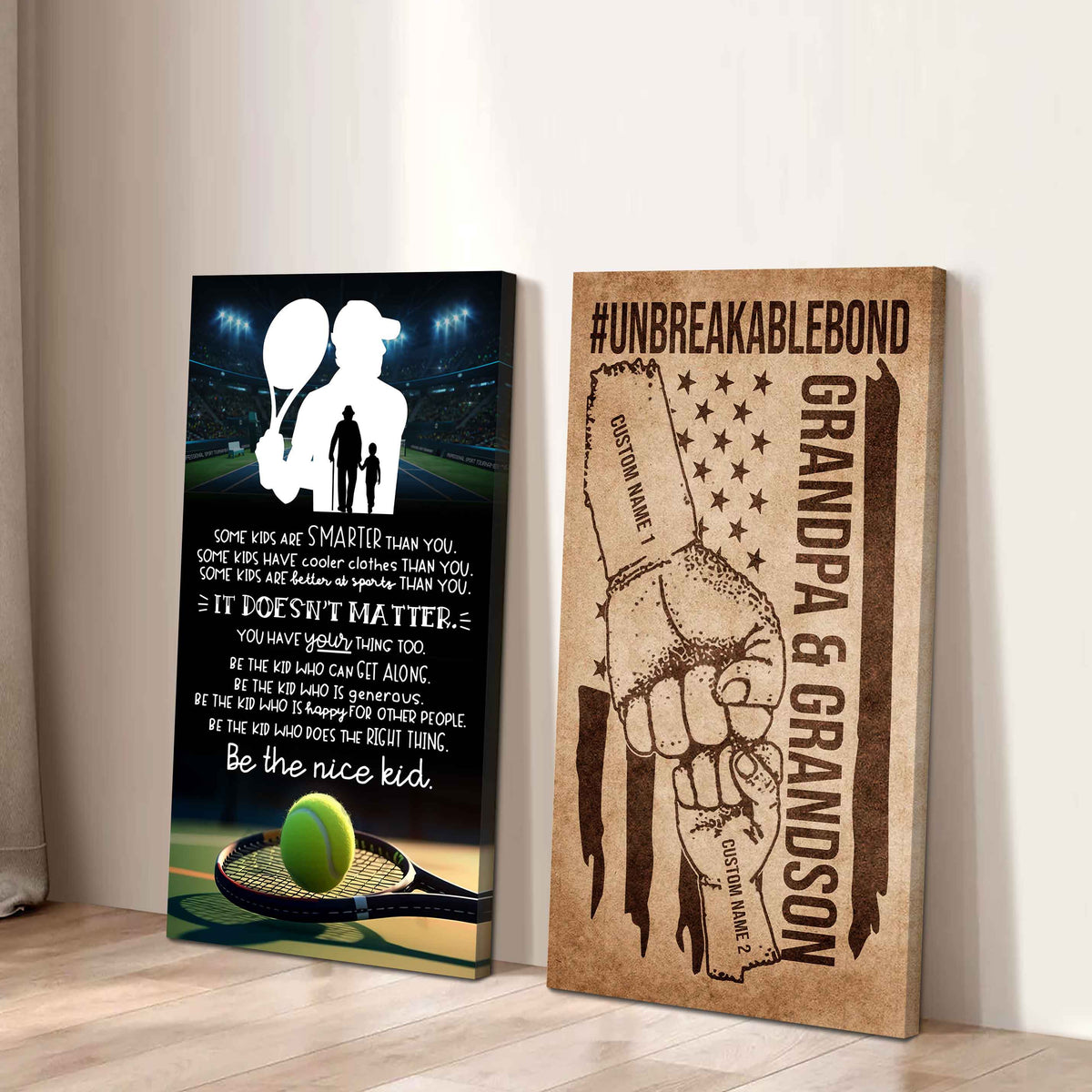 Unbreakable Bond Sport Canvas Set From Grandpa To Grandson Be The Nice Kid