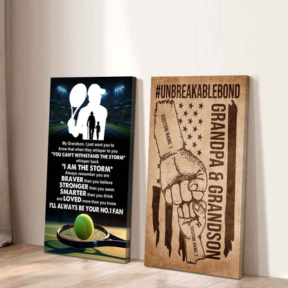 Unbreakable Bond Sport Canvas Set From Grandpa To Grandson Whisper Back I'm The Storm You Are Braver Than You Believe