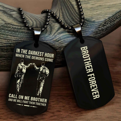 Biker Customizable engraved black dog tag double sided gift from brother, brother forevers