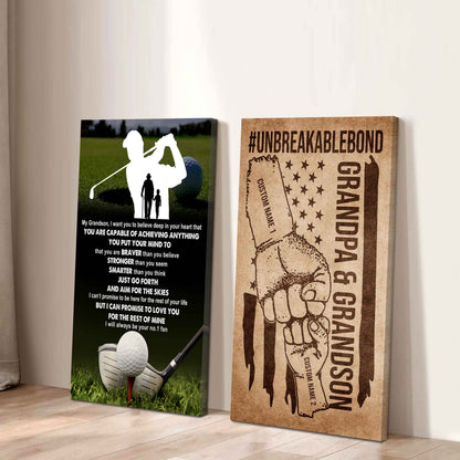 Unbreakable Bond Sport Canvas Set From Grandpa To Grandson Just Go Forth And Aim For The Skies