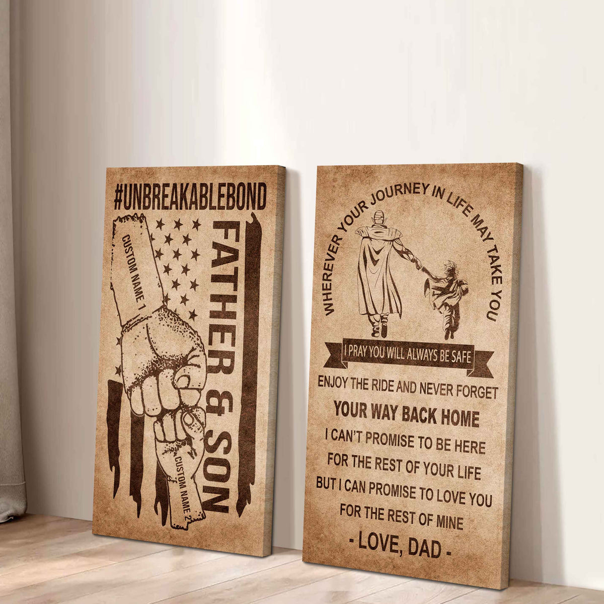 Father And Son Canvas Set To My Son Enjoy The Ride Never Forget Your Way Back Home