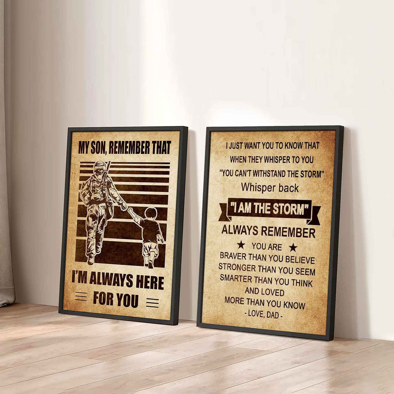 Combo 2 DRB Poster Canvas My Son Remember That - Whisper Back I'm The Storm