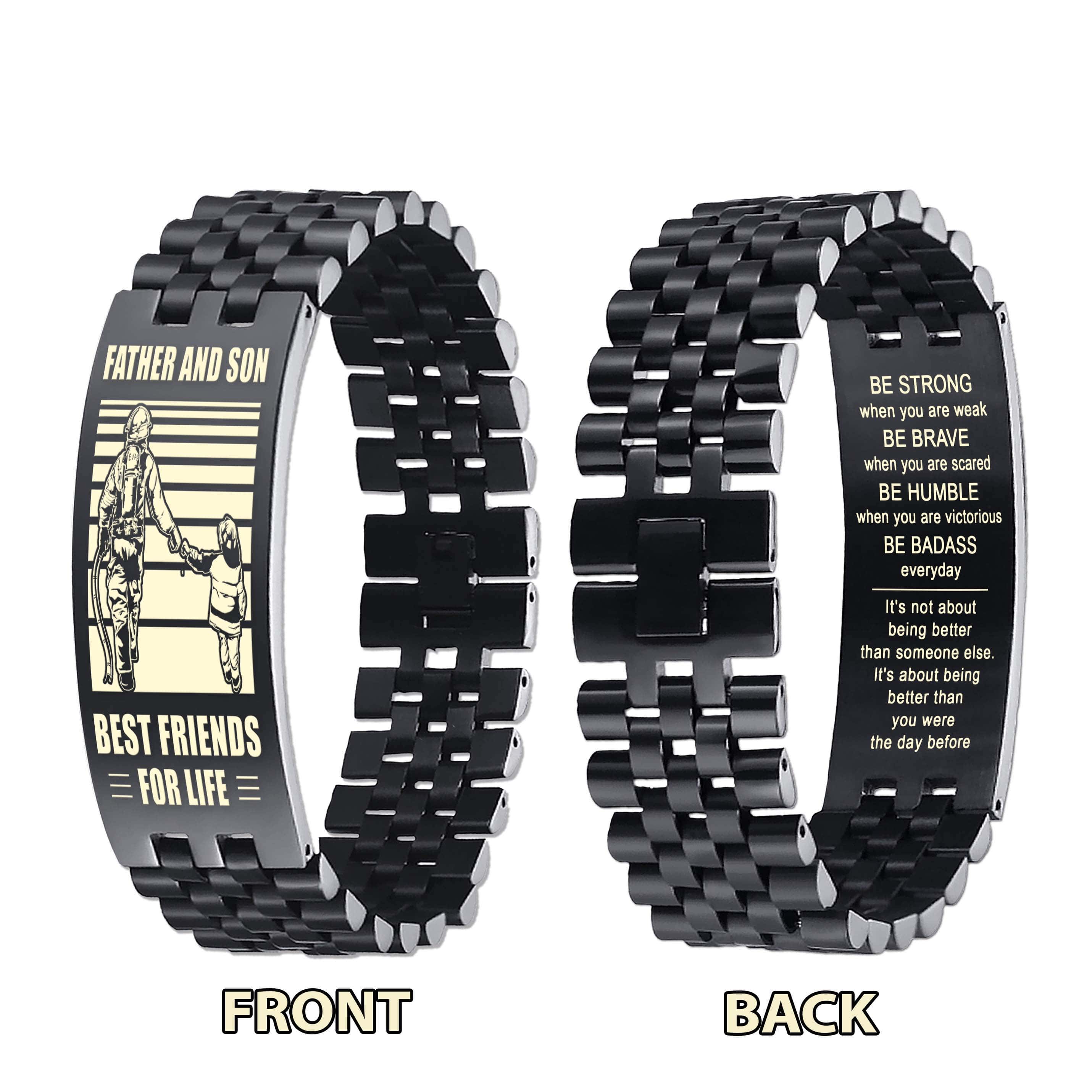 ANT Samurai Personalized Double Sided Bracelet Father And Son Best Friends For Life - Message on the back side