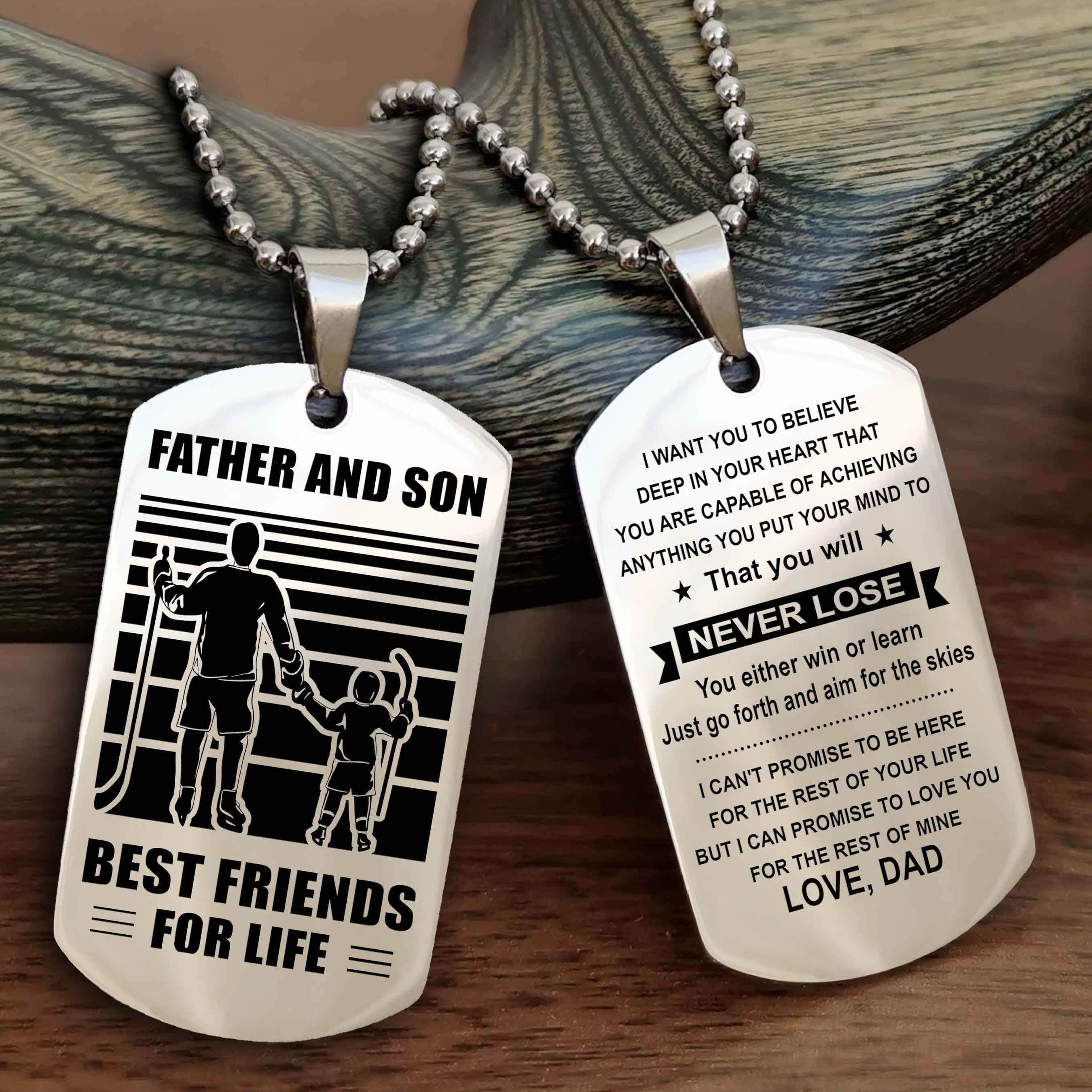 Cowboy Personalized Double Sided Dog Tag To My Son I Love You - You Will Never Lose You Either Win Or Learn From Dad To Son