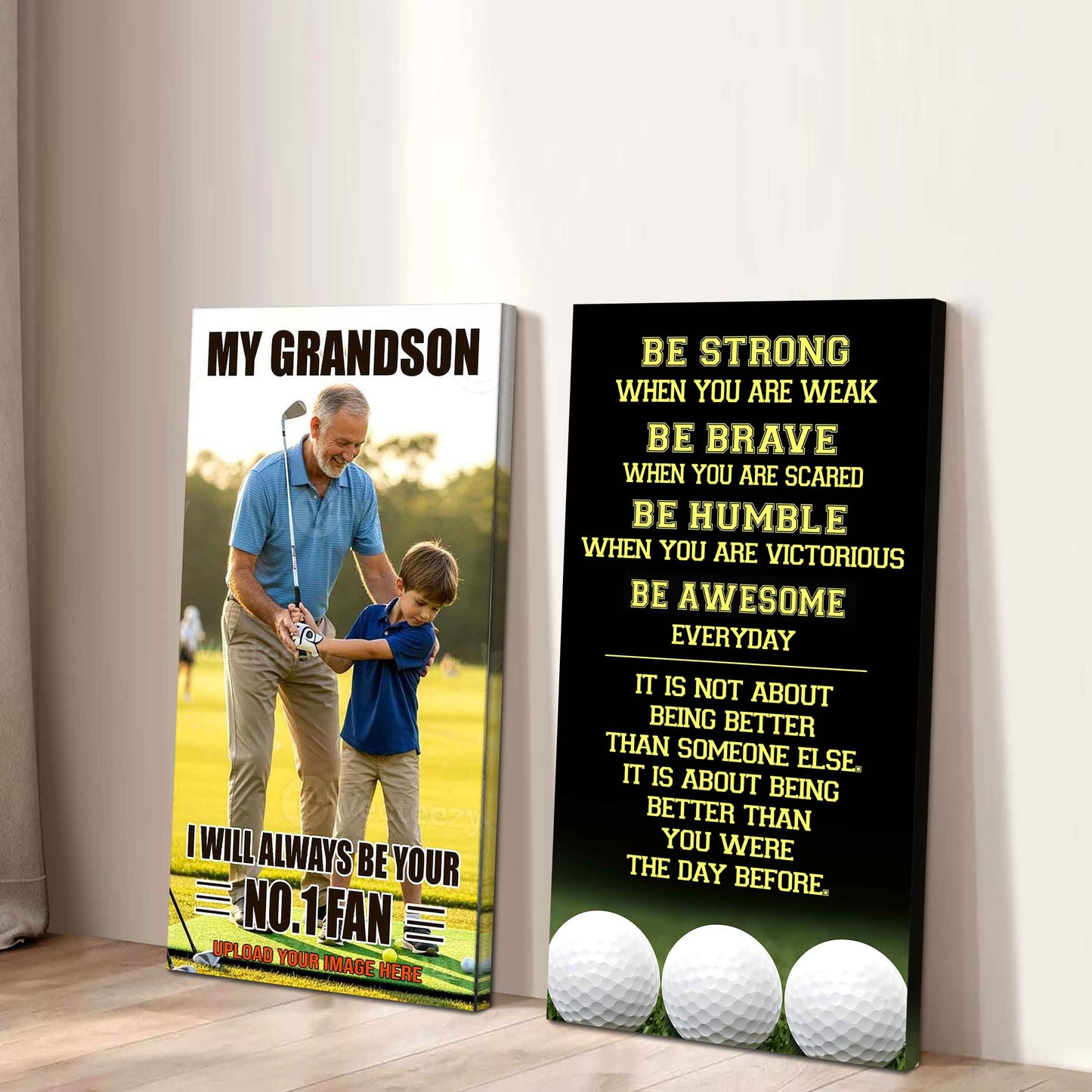My Grandson Be Strong When You Are Weak Be Awesome Everyday Set 2 Canvas Wall Art From Grandpa To Grandson
