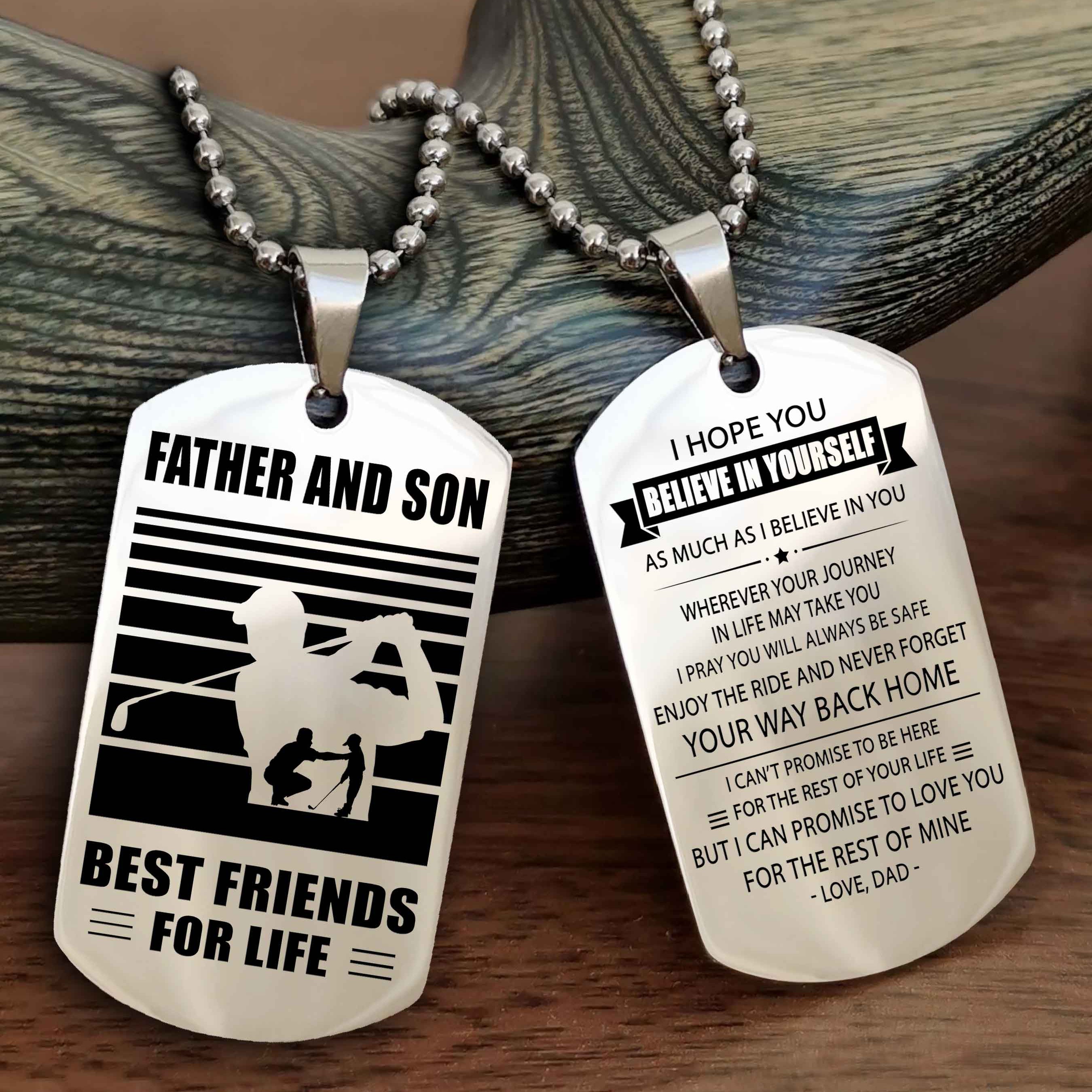 Sport Personalized Double Sided Dog Tag Father And Son Best Friend For Life - Never Forget Your Way Back Home
