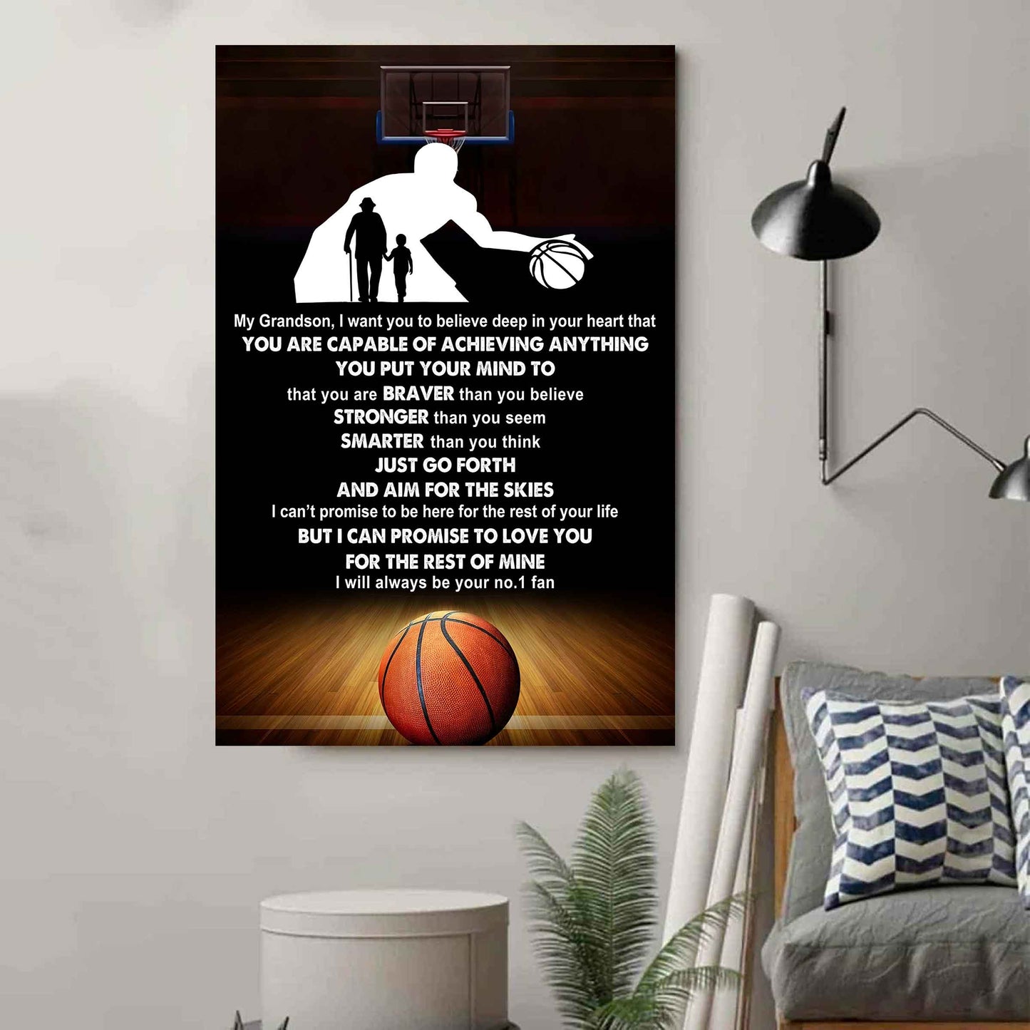Baseball Poster Canvas Grandpa To Grandson - That You Are Braver Than You Believe You Are Capable Of I Will Always Your No 1 Fan