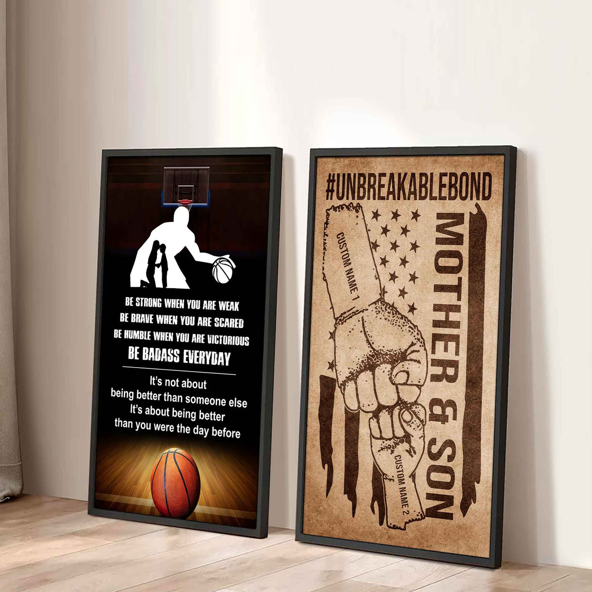 Unbreakable Bond Canvas Set From Mom To Son Be Badass Everyday It's About Being Better Than You Were The Day Before