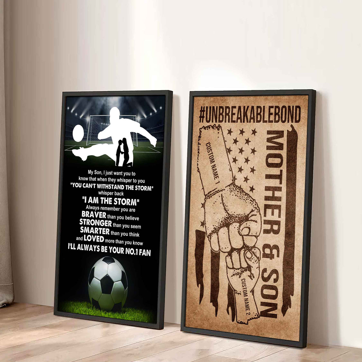 Unbreakable Bond Sport Canvas Set From Mom To Son Whisper Back I'm The Storm You Are Braver Than You Believe